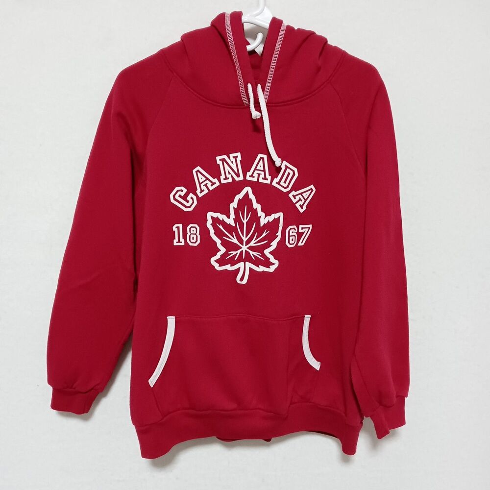 ATC Activewear Women's XL Hoodie Pullover Canada Red and White Long Sleeve EUC